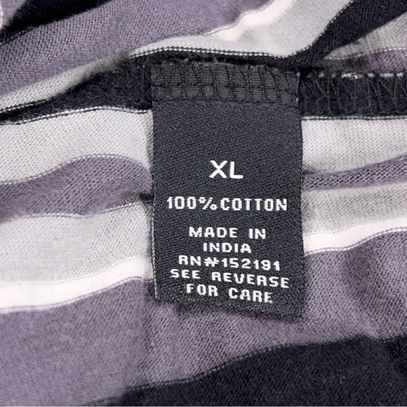XL Grey Black White Striped Tee Womens Short Sleeve Cotton - Picture 13 of 14